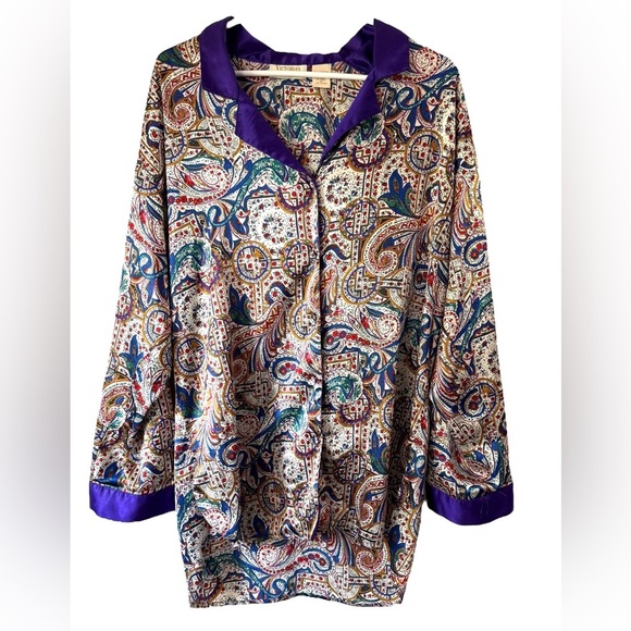 Victoria's Secret Other - Victoria's Secret Paisley Chemise with Purple Trim